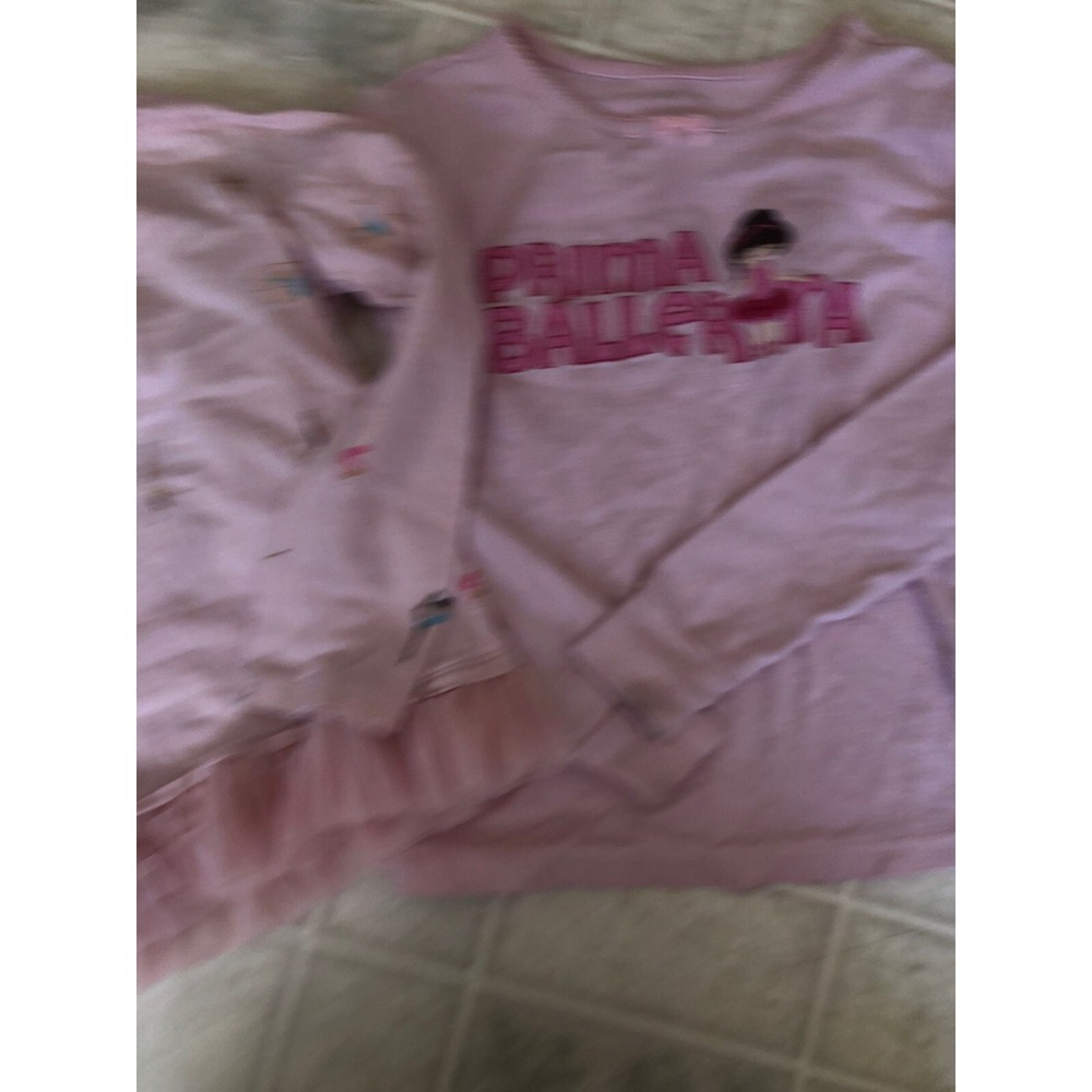 two Ballerina Long Slv Pink Teeā Gymboree & Carter's Sz 7 Applique' Tulle Peplum